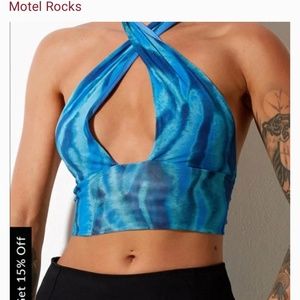 Motel Rocks Blue Wrap Crop Too